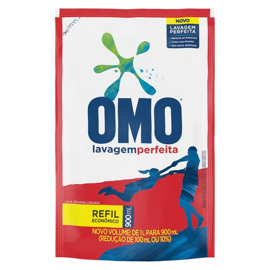Lava Roupas Líquido Omo Lavagem Perfeita Sachê 900ml Refil Econômico
